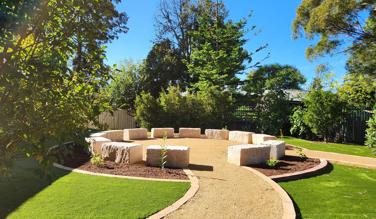 Thirlmere Public School Yarning Circle with Bush Tucker Plants, Commercial Landscaping Design